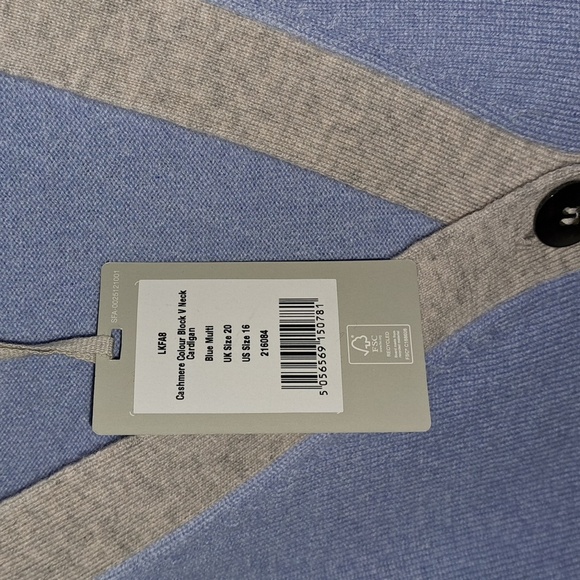 Pure Collection NWTs Cashmere Color Block V Neck  Cardigan - Picture 7 of 8